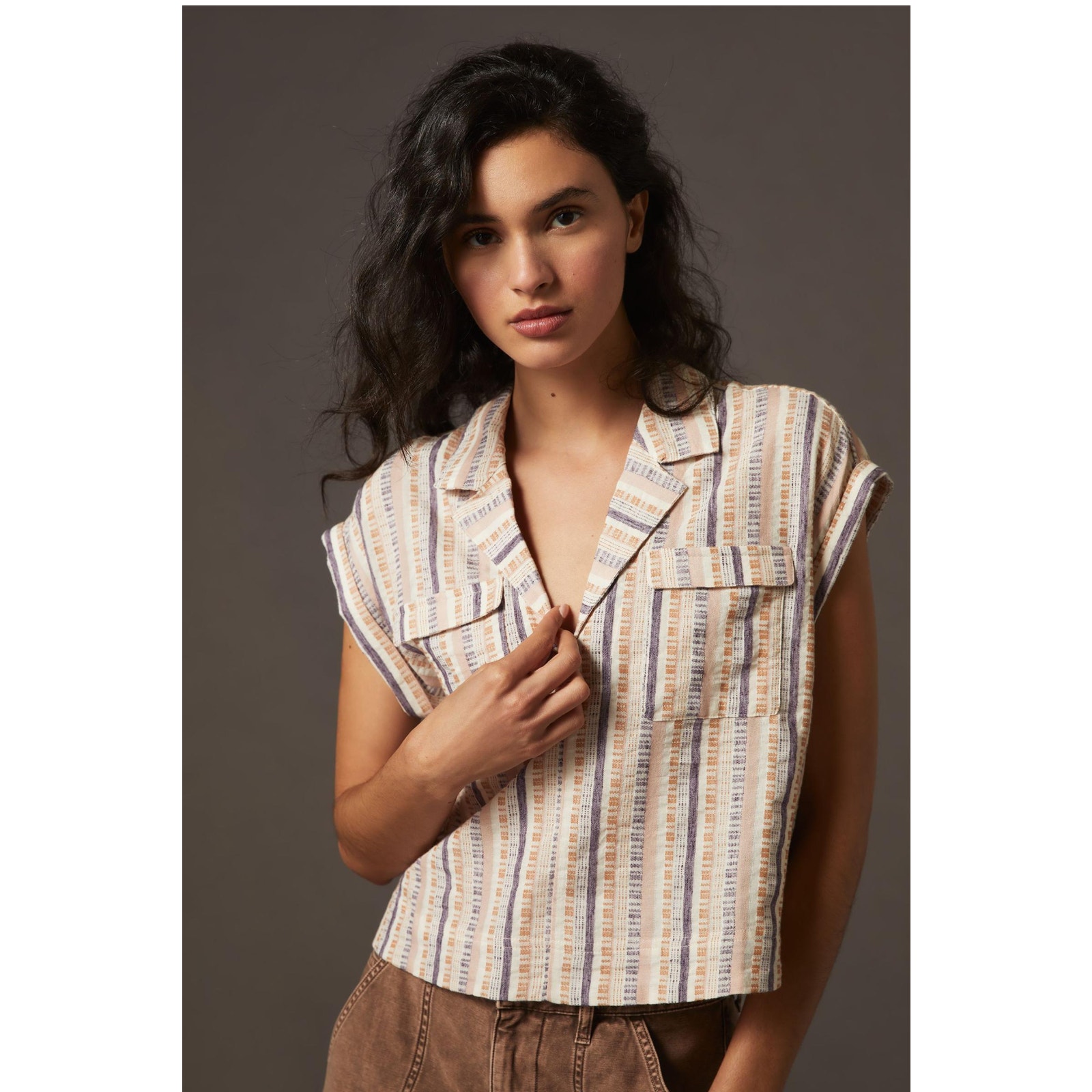 Anthropologie Cropped Utility Pullover Top